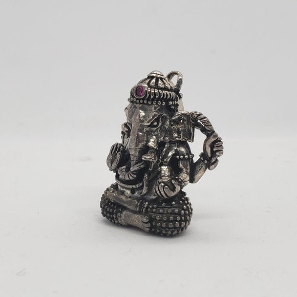 Ganesha .925 Silver pendant with ruby - Picture 5 of 12